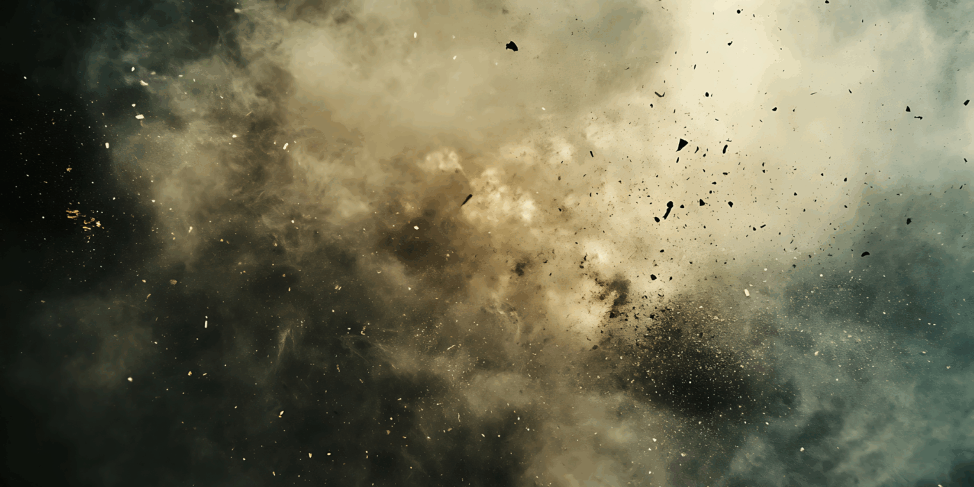 Dust and debris from a small explosion.