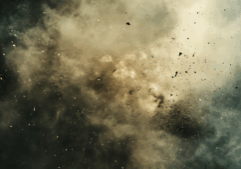 Dust and debris from a small explosion.